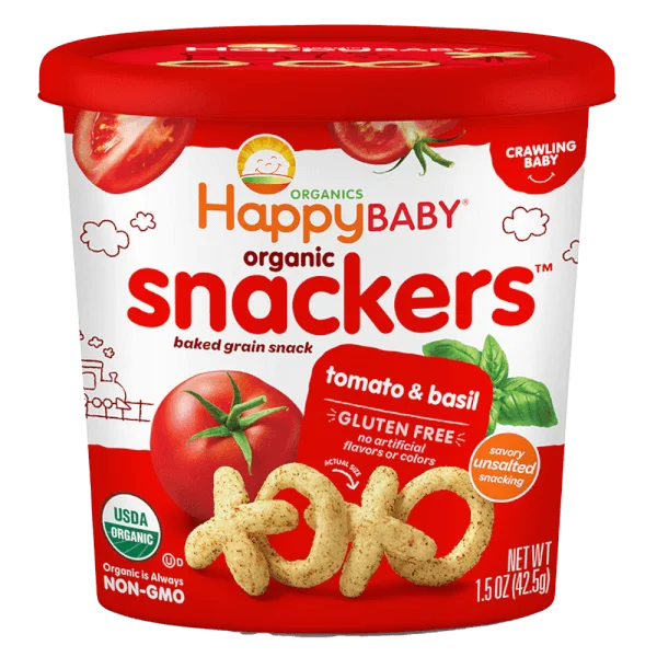 Bánh ngũ cốc hữu cơ Happy Baby (Cà chua và húng quế)