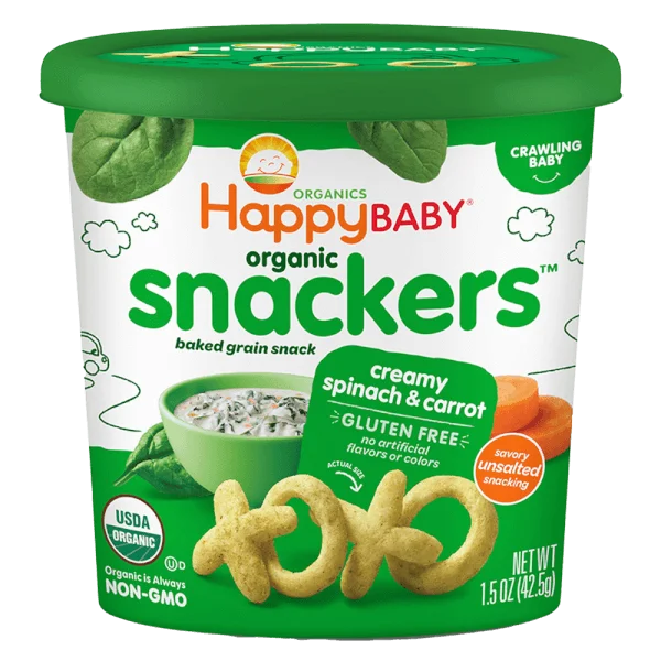 Bánh ngũ cốc hữu cơ Happy Baby (Cải bó xôi & cà rốt)