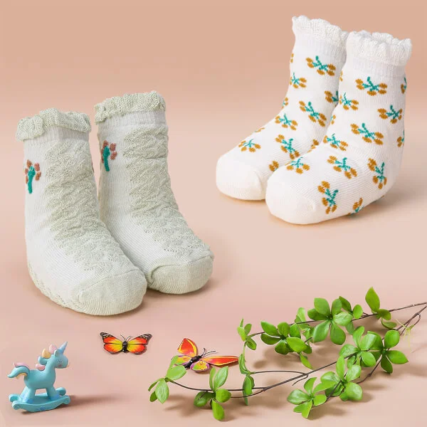 Set 2 đôi vớ bé gái sợi tre Animo I0921012 (0-12M, Nhiều màu, Giao màu ngẫu nhiên)