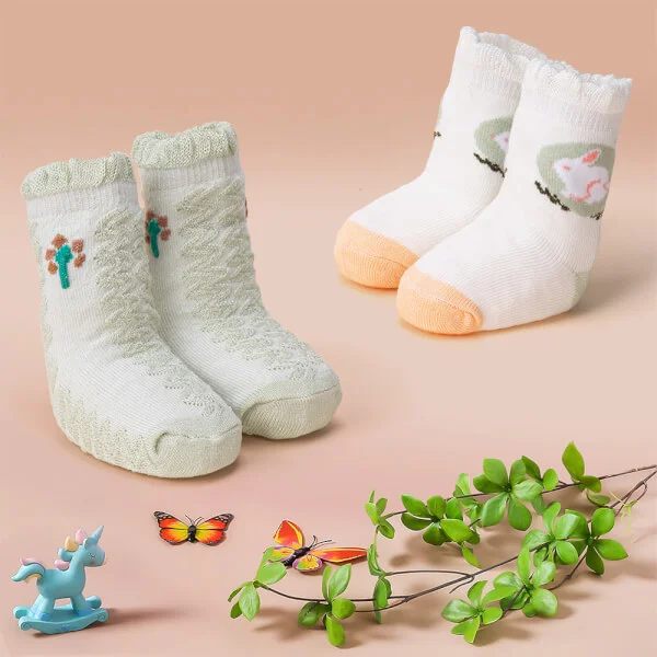 Set 2 đôi vớ bé gái sợi tre Animo I0921012 (0-12M, Nhiều màu, Giao màu ngẫu nhiên)