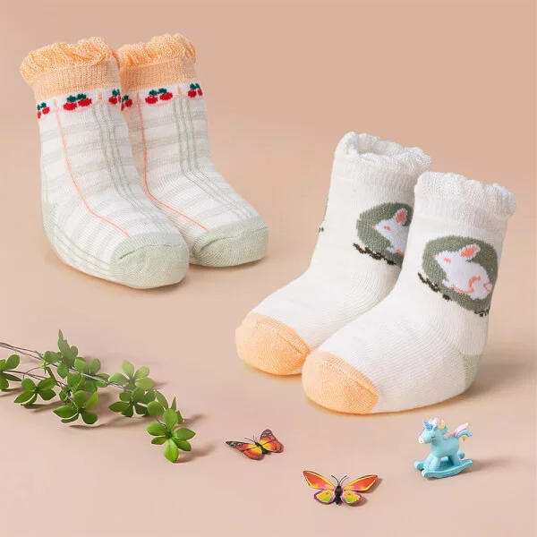 Set 2 đôi vớ bé gái sợi tre Animo I0921012 (0-12M, Nhiều màu, Giao màu ngẫu nhiên)
