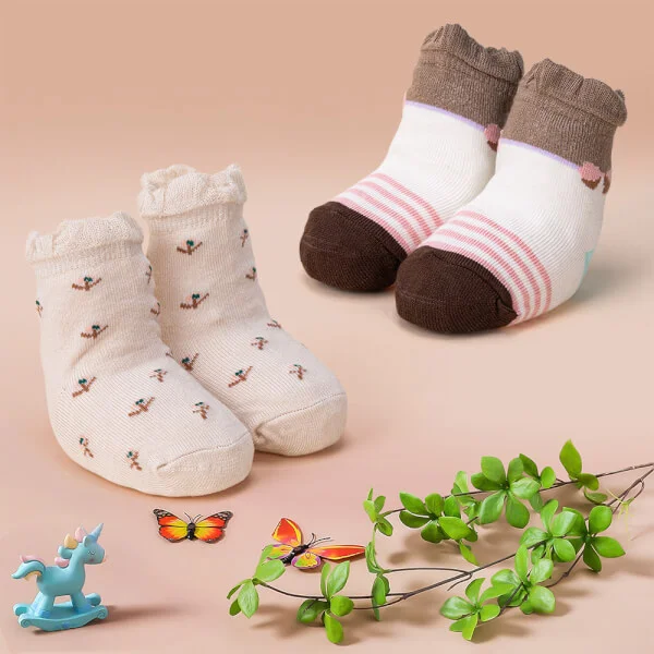 Set 2 đôi vớ bé gái sợi tre Animo I0921012 (0-12M, Nhiều màu, Giao màu ngẫu nhiên)
