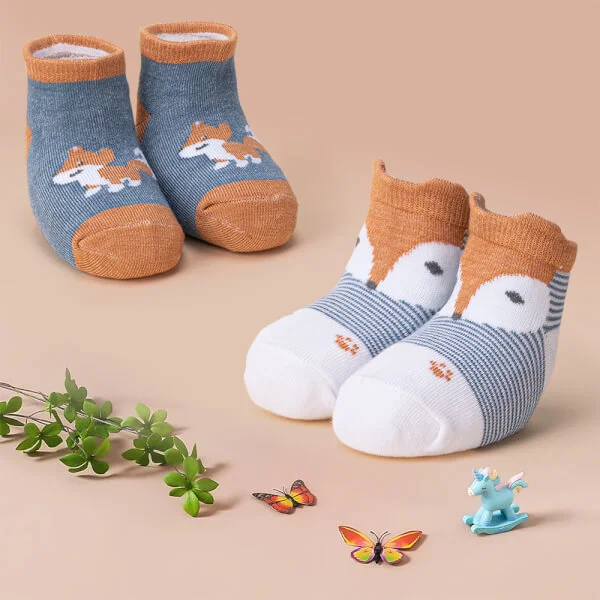 Set 2 đôi vớ bé trai sợi tre Animo I0921015 (0-12M, Nhiều màu, Giao màu ngẫu nhiên)