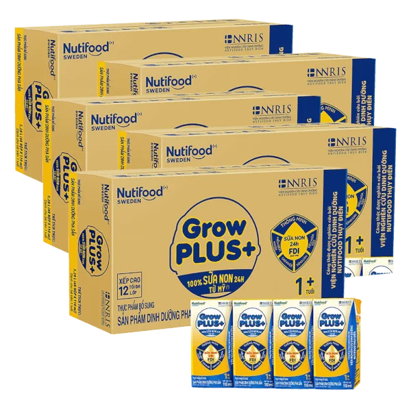 Combo 5 thùng Sữa Nutifood Growplus Vàng 110ml (lốc 4 hộp)