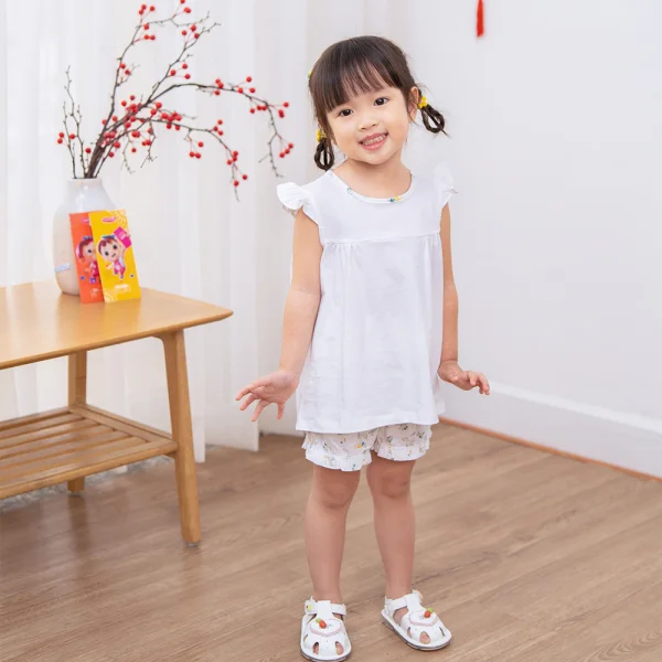 Bộ bé gái ngắn, BST Thỏ và hoa Animo HN1222002 (6M-6Y,Trắng)
