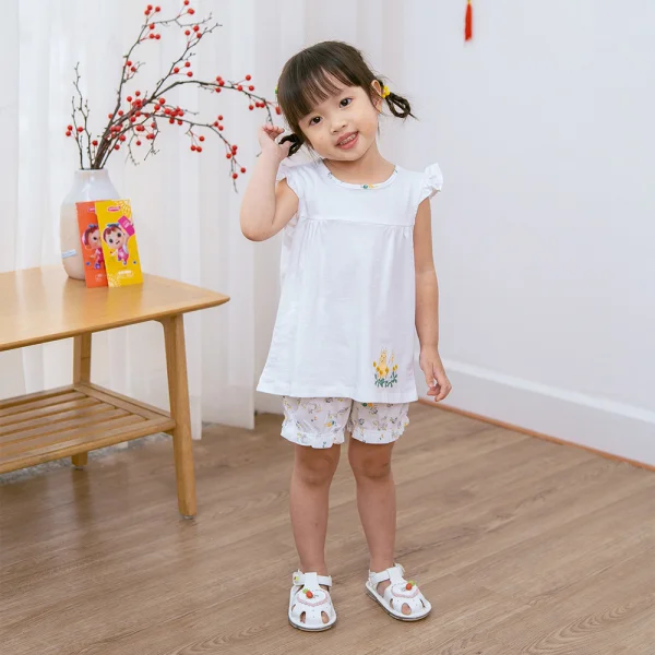 Bộ bé gái ngắn, BST Thỏ và hoa Animo HN1222002 (6M-6Y,Trắng)
