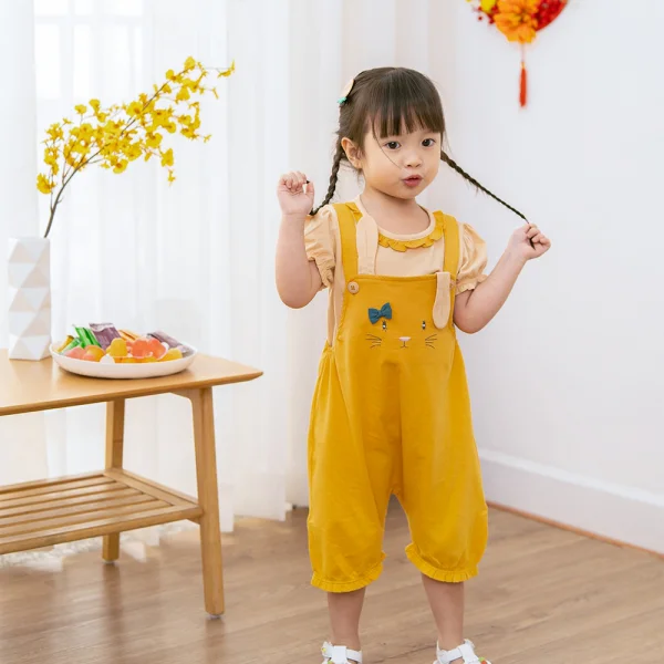 Bộ yếm bé gái ngắn, BST Thỏ và hoa Animo HN1222001 (6M-6Y,Vàng)