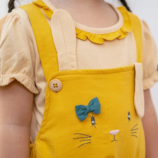 Bộ yếm bé gái ngắn, BST Thỏ và hoa Animo HN1222001 (6M-6Y,Vàng)