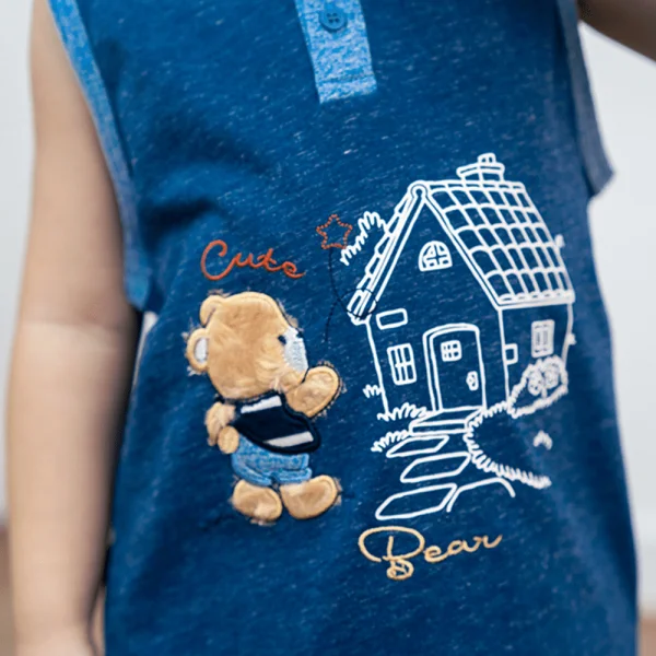 Bộ bé trai ngắn Bst Gấu mụp Animo VĐ1122089 (6M-6Y,Xanh)