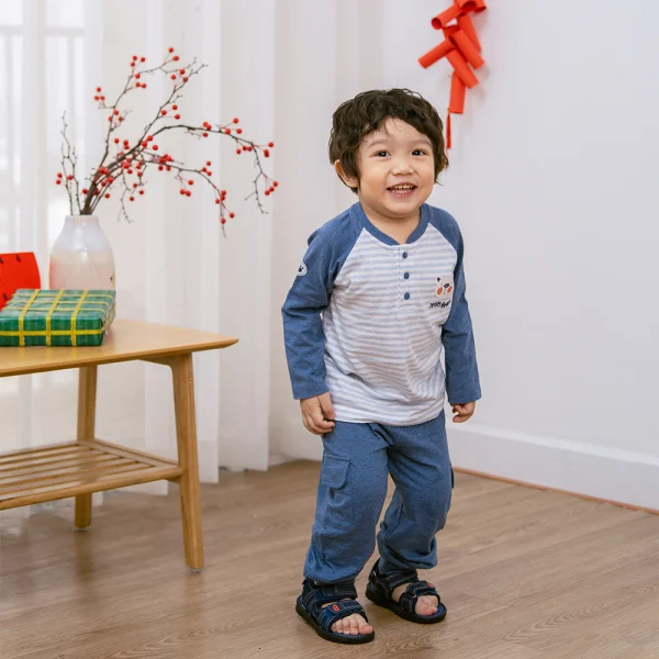 Bộ bé trai dài, bst Gấu mụp Animo HS1122065 (6M-5Y,Blue)