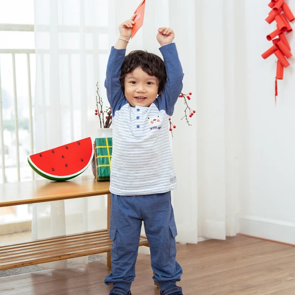 Bộ bé trai dài, bst Gấu mụp Animo HS1122065 (6M-5Y,Blue)