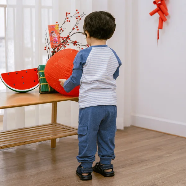 Bộ bé trai dài, bst Gấu mụp Animo HS1122065 (6M-5Y,Blue)