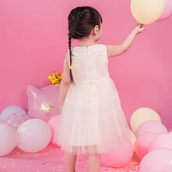 Đầm voan bé gái Animo TX1122057 (6M-6Y,Trắng)