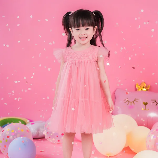 Đầm voan bé gái Animo TX422057 (6M-6Y,Hồng)