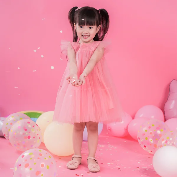 Đầm voan bé gái Animo TX422057 (6M-6Y,Hồng)