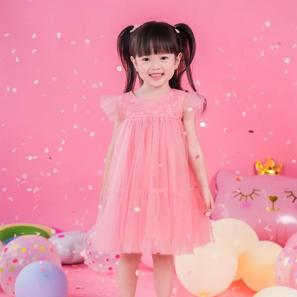 Đầm voan bé gái Animo TX422057 (6M-6Y,Hồng)