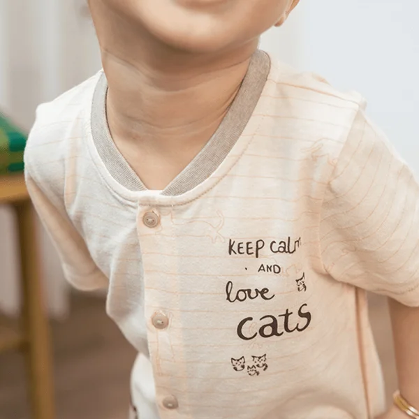 Bộ bé trai ngắn, bst Mèo mũm mĩm Animo HS1122067 (6M-5Y, Dark Beige)