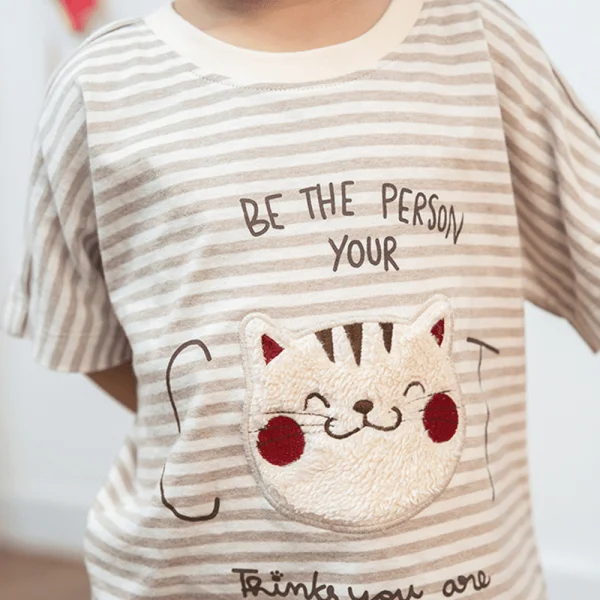 Bộ bé trai ngắn, bst Mèo mũm mĩm Animo HS1122068 (6M-5Y, Dark Beige)