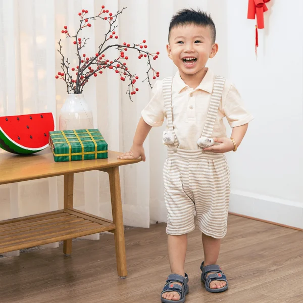 Bộ yếm bé trai, bst Mèo mũm mĩm Animo HS1122070 (6M-5Y,Dark Beige)