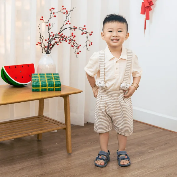 Bộ yếm bé trai, bst Mèo mũm mĩm Animo HS1122070 (6M-5Y,Dark Beige)