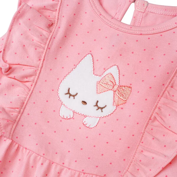 Bodysuit bé gái đùi Bst Nhảy múa cùng mèo Animo KK822038_543 (0-12M,Hồng)