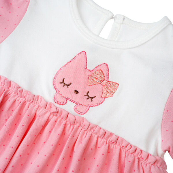 Bodysuit bé gái tam giác Bst Nhảy múa cùng mèo Animo KK822037_542 (0-12M,Hồng)