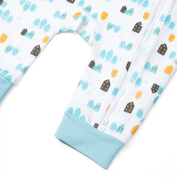 Bodysuit bé trai dài Bst Ngôi nhà của Gấu Animo KK822021_514 (0-12M,Xanh ngọc)