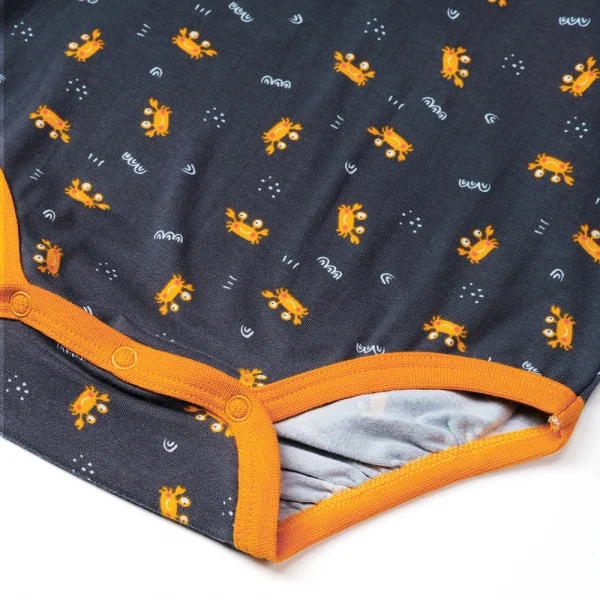 Bodysuit bé trai tam giác Bst Cua sốt trứng muối Animo KK822023_516 (0-12M,Xám)