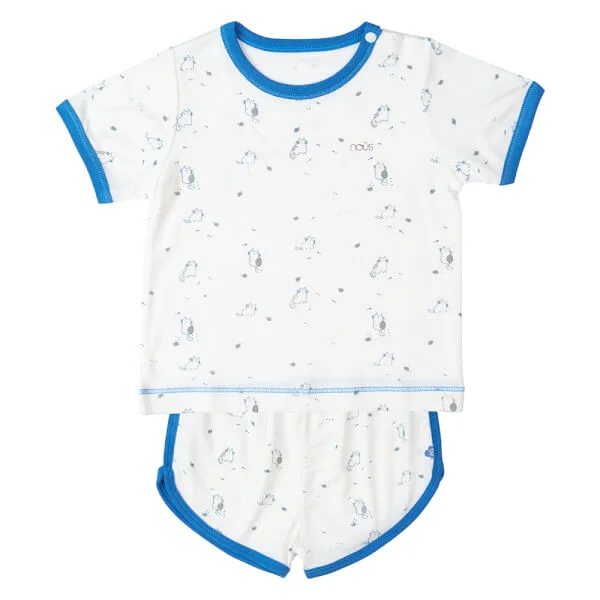 Bộ tính năng ngắn Nous_Animo NA1022006 (0-24M,Trắng ht Mèo xanh)