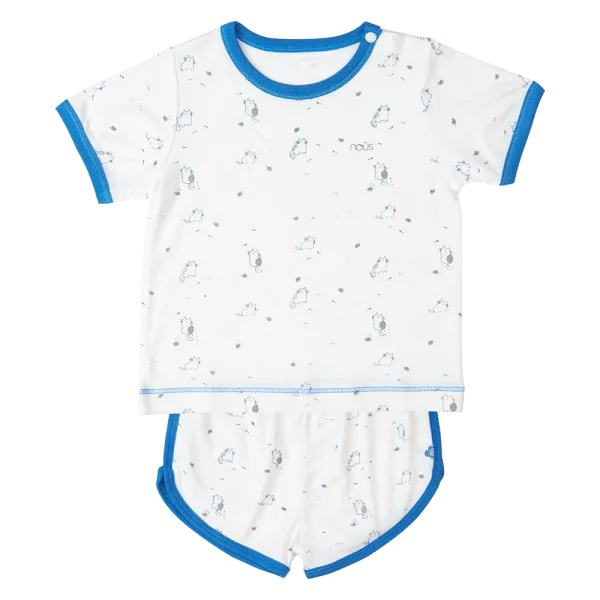 Bộ tính năng ngắn Nous_Animo NA1022006 (0-24M,Trắng ht Mèo xanh)