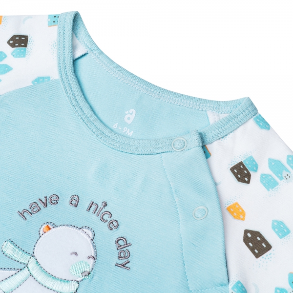 Bodysuit bé trai đùi Bst Ngôi nhà của Gấu Animo KK822020_512 (0-12M,Xanh ngọc)