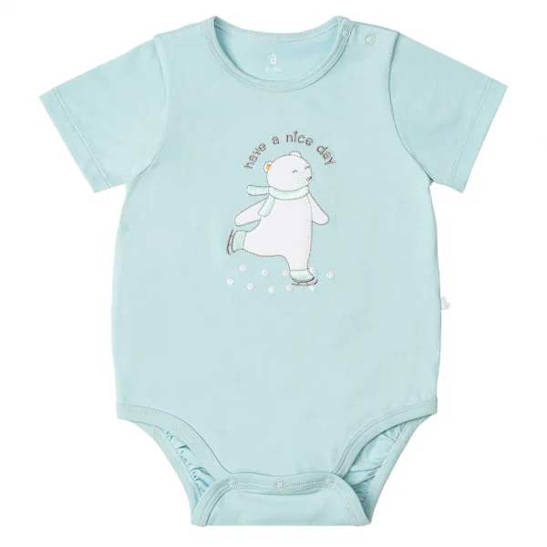 Bodysuit bé trai tam giác Bst Ngôi nhà của Gấu Animo KK822018_508 (0-12M,Xanh ngọc)