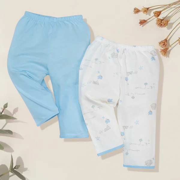 Cặp quần sơ sinh dài Animo DT622013 (NB-12M,Xanh biển_Trắng)