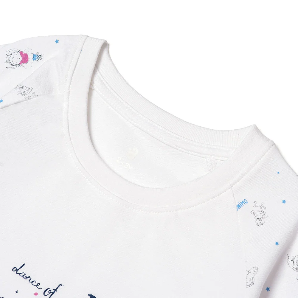 Bộ bé gái ngắn BST Búp bê nhảy múa Animo KN922060 (6M-6Y,Trắng phối xanh)