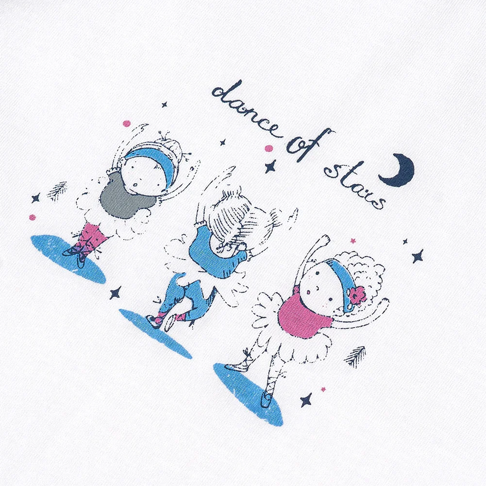 Bộ bé gái ngắn BST Búp bê nhảy múa Animo KN922060 (6M-6Y,Trắng phối xanh)