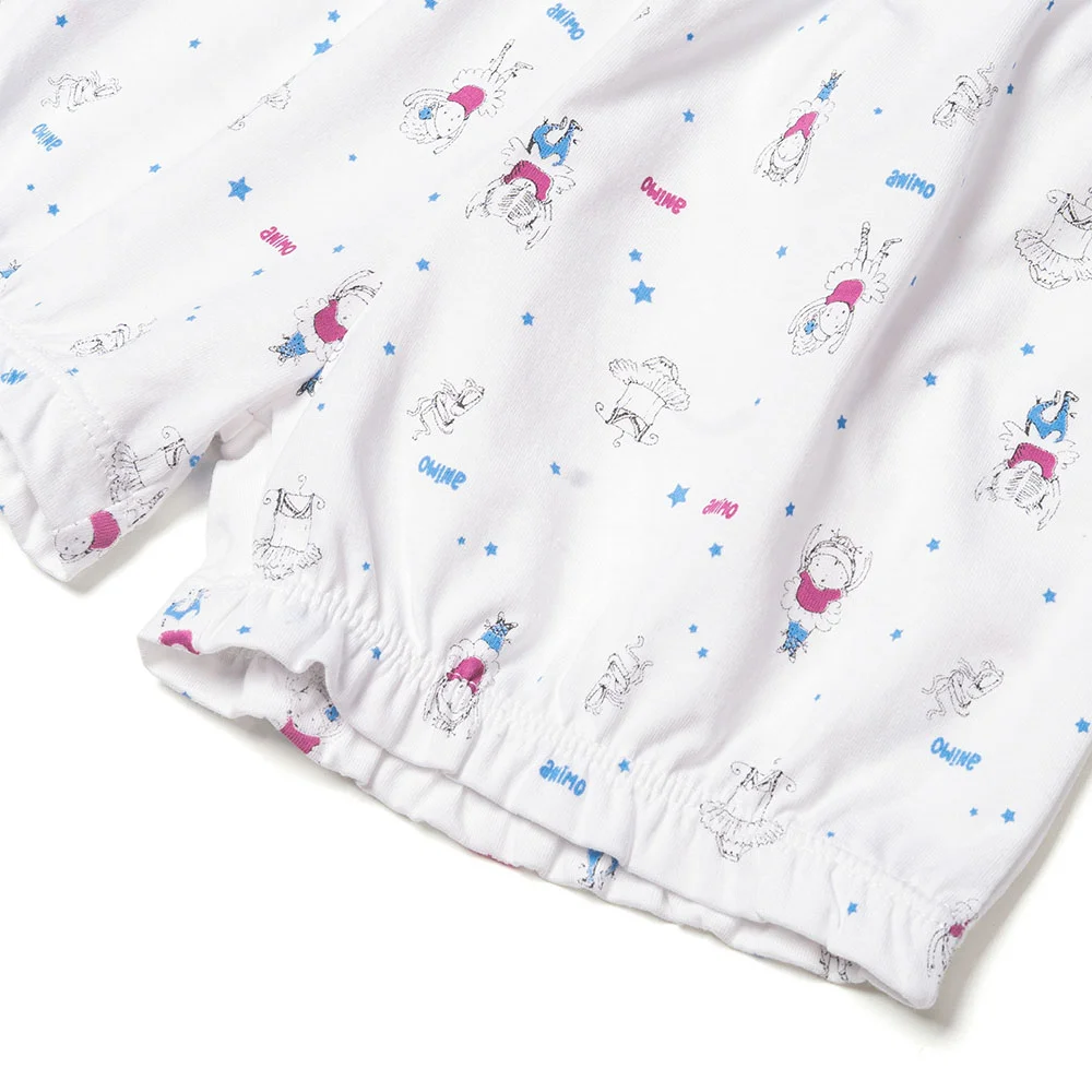 Bộ bé gái ngắn BST Búp bê nhảy múa Animo KN922060 (6M-6Y,Trắng phối xanh)