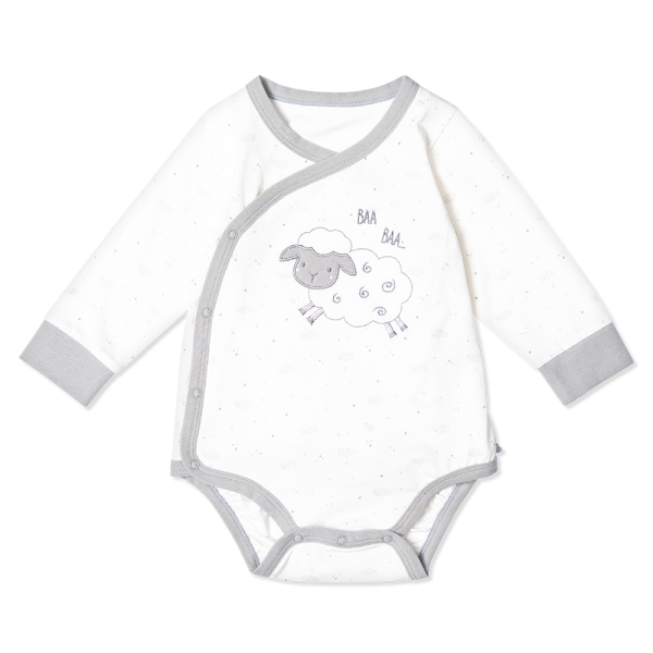 Bodysuit bé trai tam giác, Bst Cừu mộng mơ Animo KK922040 (0-12M,Xám_trắng)