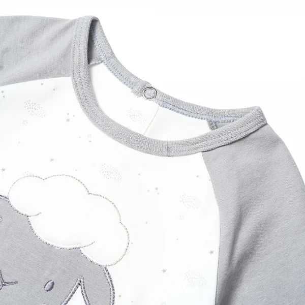 Bodysuit bé trai tam giác, Bst Cừu mộng mơ Animo KK922039 (0-12M,Xám_trắng)