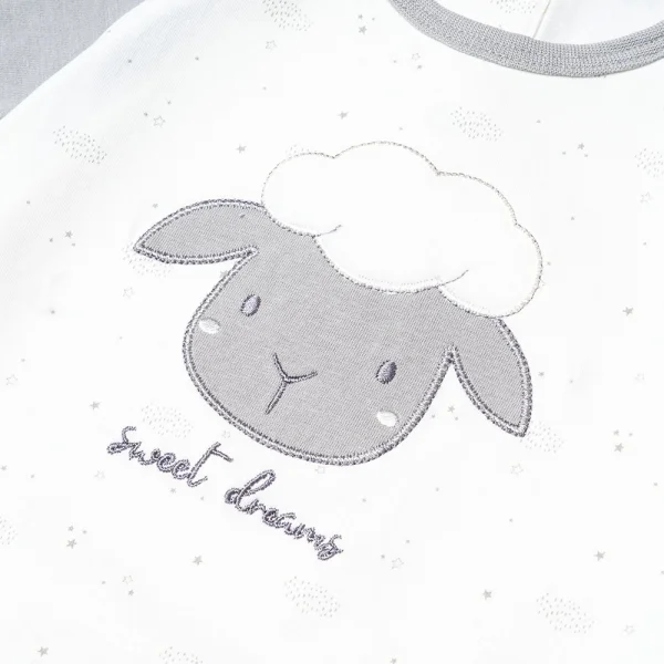 Bodysuit bé trai tam giác, Bst Cừu mộng mơ Animo KK922039 (0-12M,Xám_trắng)