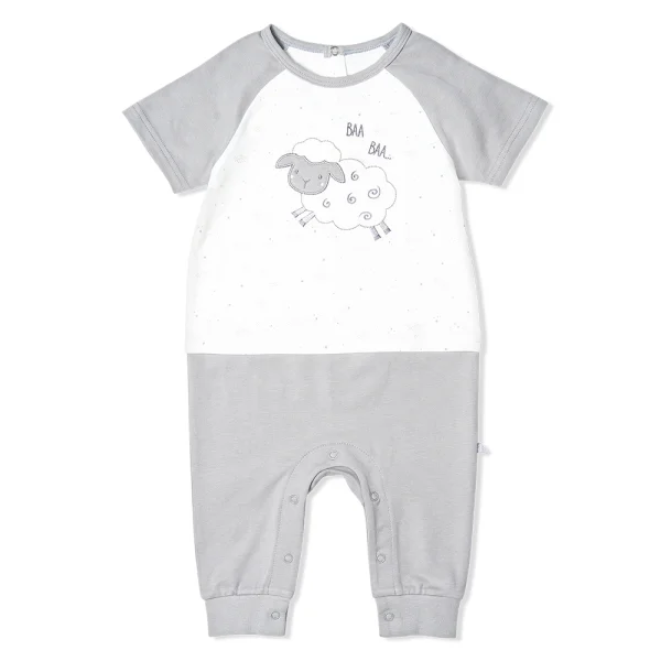 Bodysuit bé trai dài, Bst Cừu mộng mơ Animo KK922042 (0-12M,Xám_trắng)