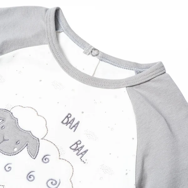 Bodysuit bé trai dài, Bst Cừu mộng mơ Animo KK922042 (0-12M,Xám_trắng)