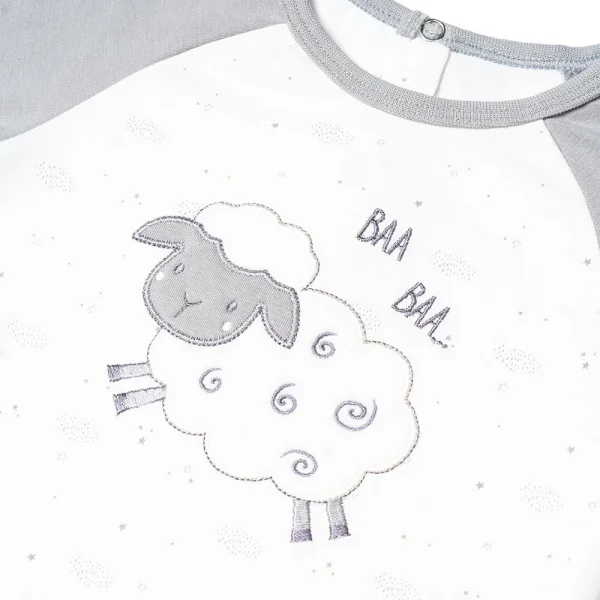 Bodysuit bé trai dài, Bst Cừu mộng mơ Animo KK922042 (0-12M,Xám_trắng)