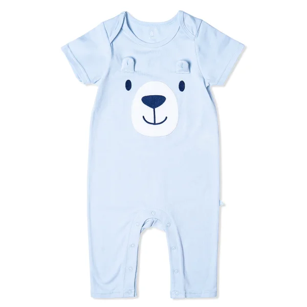 Bodysuit bé trai dài, Bst Bé Gấu trắng Animo KK922047 (0-12M,Xanh_trắng)
