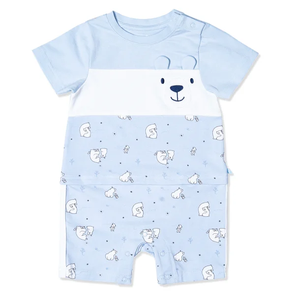 Bodysuit bé trai đùi, Bst Bé Gấu trắng Animo KK922046 (0-12M,Xanh_trắng)