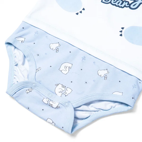 Bodysuit bé trai tam giác, Bst Bé Gấu trắng Animo KK922045 (0-12M,Xanh_trắng)