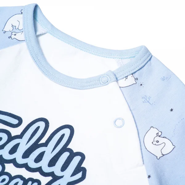 Bodysuit bé trai tam giác, Bst Bé Gấu trắng Animo KK922045 (0-12M,Xanh_trắng)