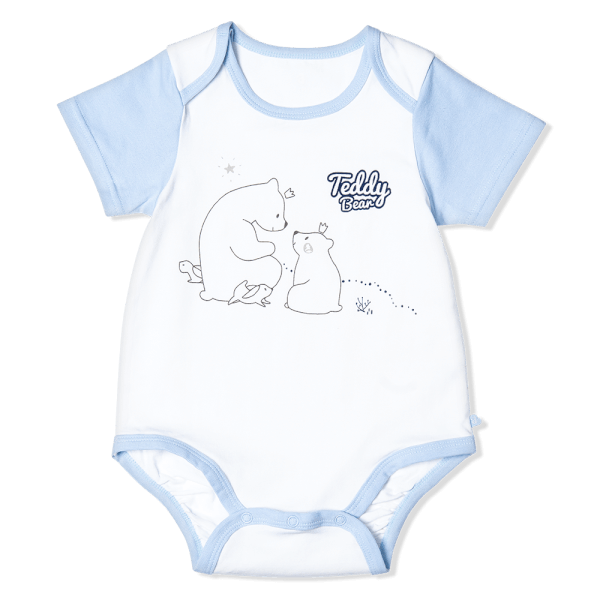 Bodysuit bé trai tam giác, Bst Bé Gấu trắng Animo KK922044 (0-12M,Xanh_trắng)