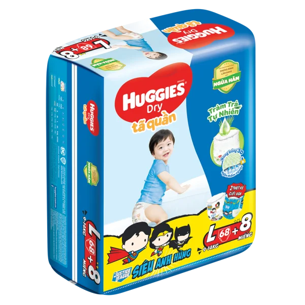 Tã quần Huggies Dry Pants gói cực đại (L, 9-14kg, 68 miếng) (Sản phẩm sẽ được giao với bao bì ngẫu nhiên)