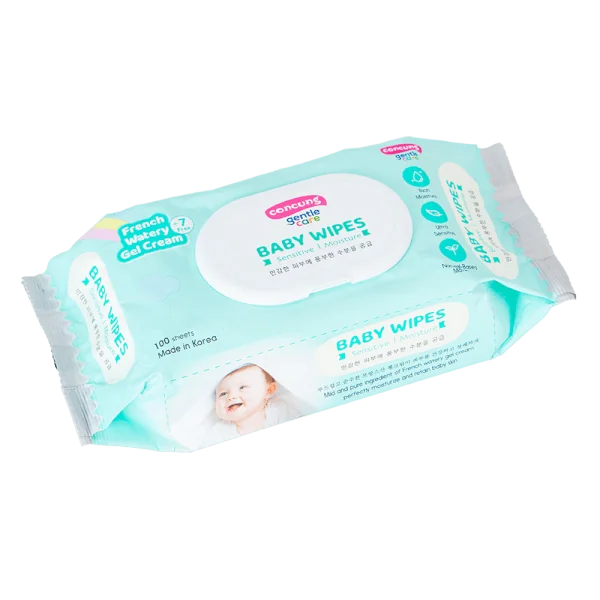 Combo 2 Khăn ướt ConCung Gentle Care Hàn Quốc cho da nhạy cảm, 100 tờ (màu xanh)