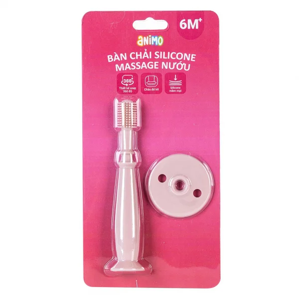 Bàn chải Massage nướu Silicone Animo (Hồng)